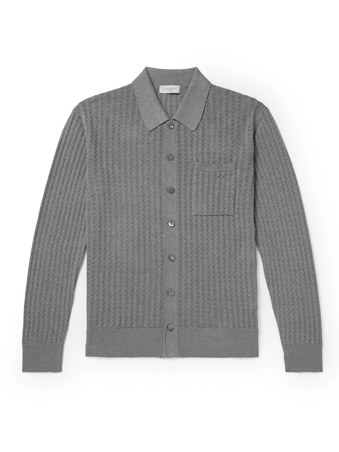 PIACENZA 1733 - Pointelle-Knit Silk and Linen-Blend Shirt - Men - Gray - IT 48 von PIACENZA 1733