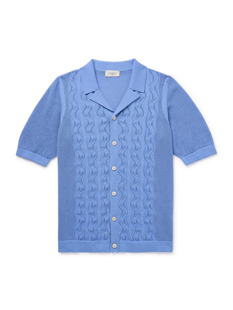 PIACENZA 1733 - Slim-Fit Camp-Collar Pointelle-Knit Cotton Shirt - Men - Blue - IT 52 von PIACENZA 1733