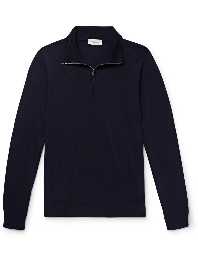 PIACENZA 1733 - Slim-Fit Mulberry Silk and Cashmere-Blend Half-Zip Sweater - Men - Blue - IT 50 von PIACENZA 1733