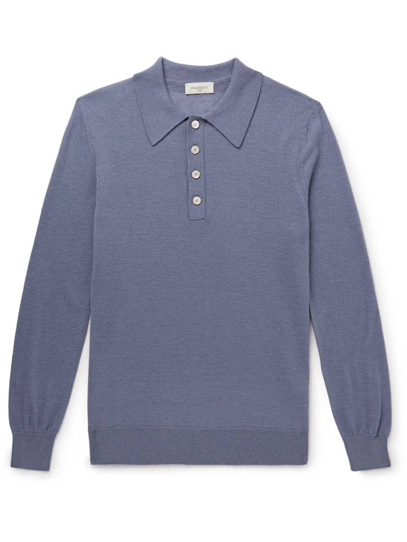 PIACENZA 1733 - Slim-Fit Mulberry Silk and Cashmere-Blend Polo Shirt - Men - Blue - IT 46 von PIACENZA 1733