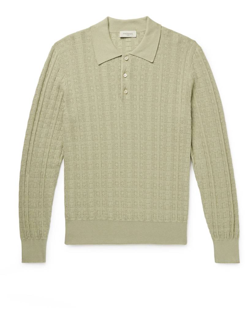 PIACENZA 1733 - Slim-Fit Pointelle-Knit Silk and Cotton-Blend Polo Shirt - Men - Green - IT 56 von PIACENZA 1733