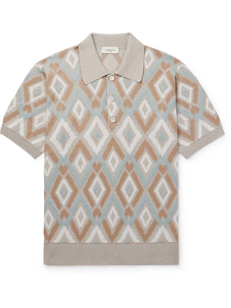 PIACENZA 1733 - Slim-Fit Silk and Cotton-Blend Polo Shirt - Men - Neutrals - IT 56 von PIACENZA 1733