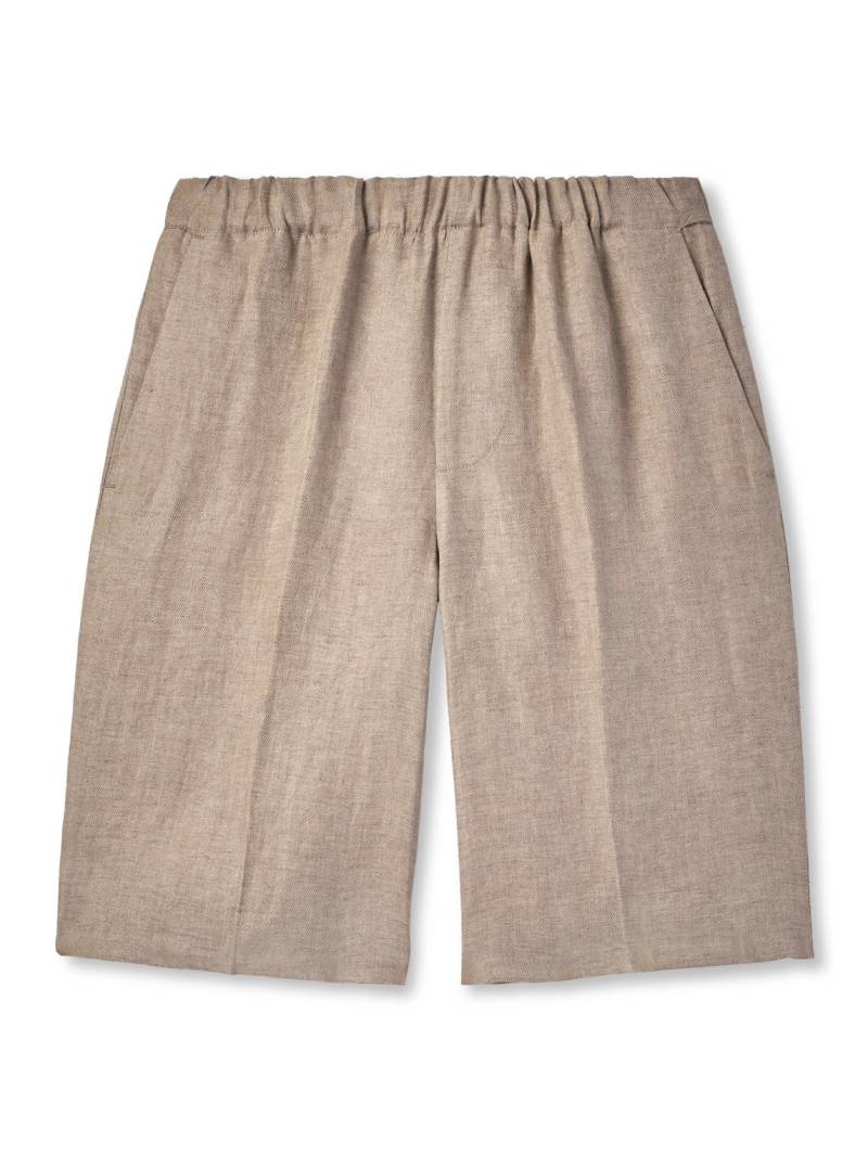 PIACENZA 1733 - Straight-Leg Herringbone Linen Shorts - Men - Neutrals - IT 54 von PIACENZA 1733
