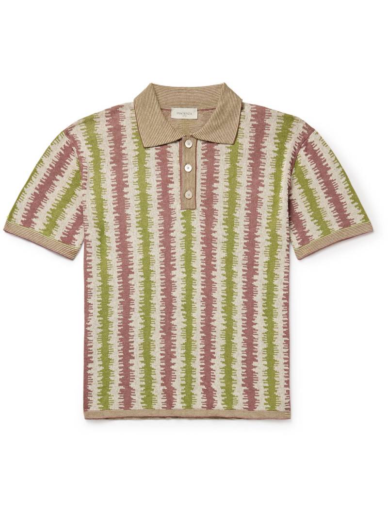 PIACENZA 1733 - Striped Silk and Linen-Blend Jacquard Polo Shirt - Men - Brown - IT 58 von PIACENZA 1733