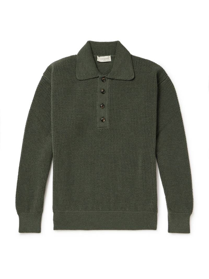 PIACENZA 1733 - Textured-Knit Virgin Wool Polo Shirt - Men - Green - IT 58 von PIACENZA 1733