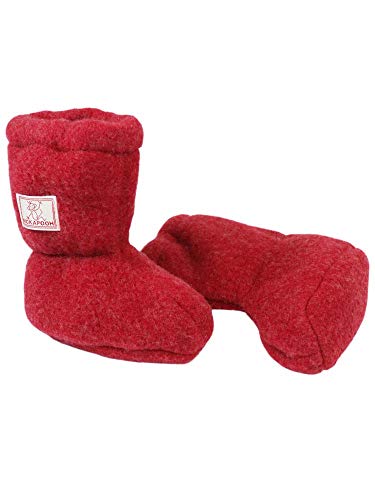 PICKAPOOH Baby Bio-Wollfleece-Stiefelchen, Red Melange, Gr. 2 ca. 3-6 Monate von PICKAPOOH