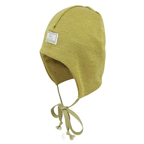PICKAPOOH Baby Mützchen Häubchen Radler Bio-Schurwolle/Seide, Dijon, Gr. 34 von PICKAPOOH