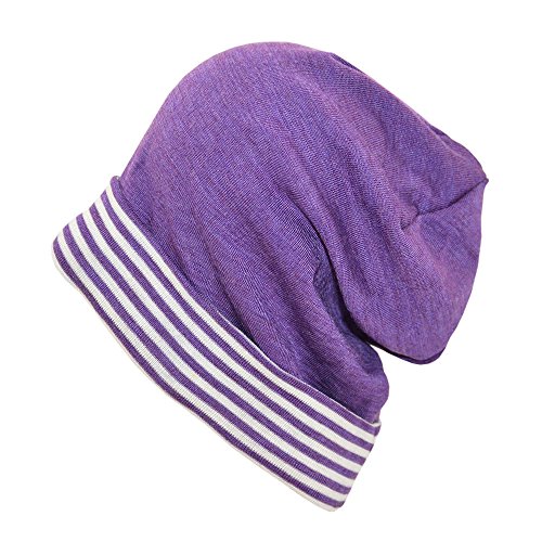 PICKAPOOH Kinder/Damen/Herren Beanie Mütze Luca Bio-Schurwolle/Seide, Lila Gr. 54 von PICKAPOOH