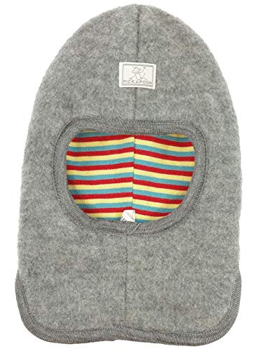 PICKAPOOH Kinder Schlupfmütze Bio-Wollfleece/Bio-Baumwolle, Grau/Honig-Sangria-Slate, Gr. 52 von PICKAPOOH