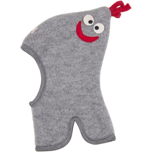 PICKAPOOH Kinder Zipfelmütze/Schlupfmütze Max Bio-Wollfleece, Grau Gr. 50 von PICKAPOOH