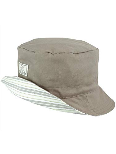 PICKAPOOH Wende-Fischerhut mit UV-Schutz Baumwolle, Taupe/Natur-Taupe-Kiwi, Gr. 50 von PICKAPOOH