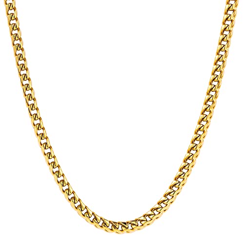 PICKBEAU 18 Karat Gelbgold, italienische 3,0 mm Franco-Gliederkette, Halskette für Herren, Seil, Goldkette, Halsketten für Damen, kubanische Ketten für Männer, Jungen, Frauen, Hip-Hop-Stil, cooler von PICKBEAU