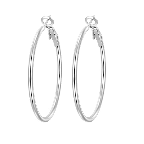 PICKBEAU Silberne baumelnde Ohrringe für Damen und Mädchen, 14 Karat plattiert, Edelstahl, hypoallergen, 40 mm, Edelstahl, kein Edelstein, kein Edelstein von PICKBEAU