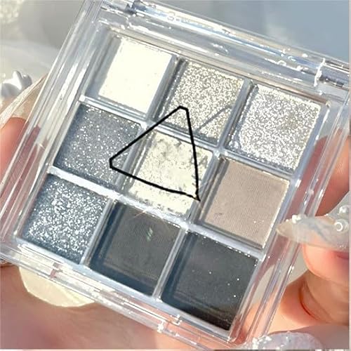 PICKX Eyeshadow Makeup Palette Matte Shimmer 9 Colors High Pigmented Colorful Creamy Texture Eye Shadow Powder Long Lasting Waterproof Eye Shadow Pallet (silver) von PICKX