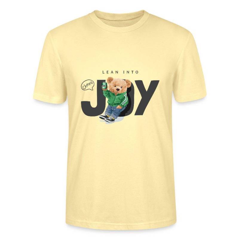 Teddy Mit Bier Unisex T-Shirt - Lustiges "Lean Into Joy" Freizeitshirt Cheers Spruch Party Funshirt von PICMENTS