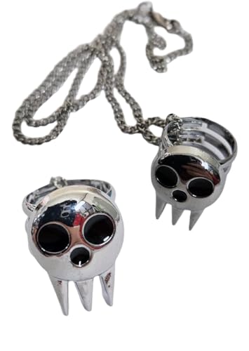 Pidak Halskette mit verstellbarem Ring im Totenkopf-Design, 50, Zink, Kein Edelstein von Pidak