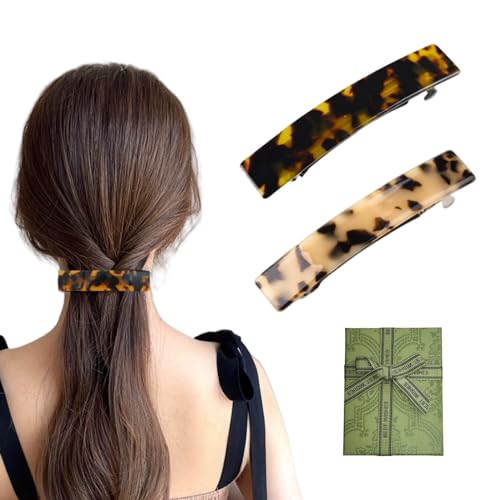 2 Stück Haarspangen für Frauen, halbe Hochsteck-Haarspangen, Schildkröte, Zelluloid, rechteckige Haarspangen für feines dünnes Haar (Schildkröte) von PIDOUDOU