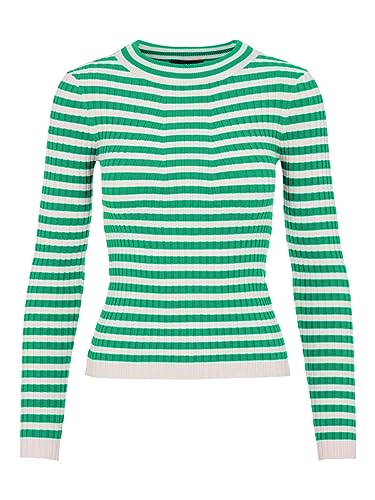 Pieces Damen Pccrista Ls O-Neck Knit Noos Bc, Mint/Stripes:Birch, L von PIECES