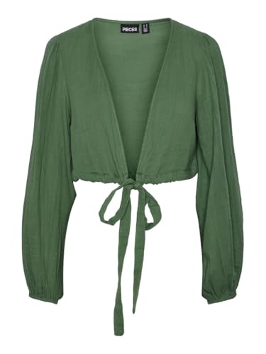 PIECES Damen Pcastina Ls Wrap Crop Top New Tie Sww Bc Wickeltop, Myrtle ,L von PIECES
