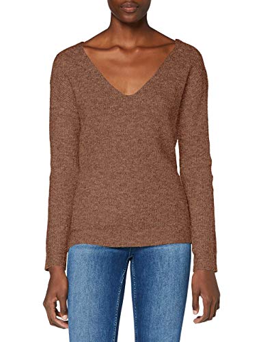 PIECES Damen Pcbabett Ls V-Neck Knit Noos Bc, Mocha Bisque, M von PIECES