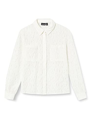 PIECES Damen Pcbella Ls Lace Shirt, Cloud Dancer, M PIECES Damen Pcbella Ls Lace Shirt, Cloud Dancer, M von PIECES