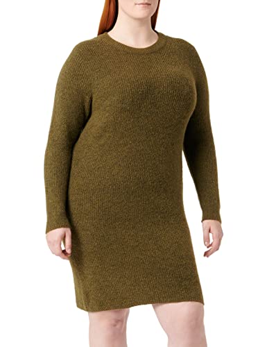 PIECES Damen Pcellen Ls O-Neck Knit Dress Noos Bc, Dark Olive, L von PIECES