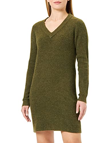 PIECES Damen Pcellen Ls V-Neck Knit Dress Noos Bc, Dark Olive, L von PIECES