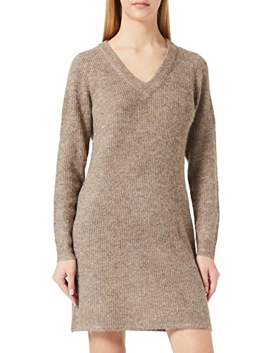 PIECES Damen Pcellen Ls V-Neck Knit Dress Noos Bc, Fossil, S von PIECES