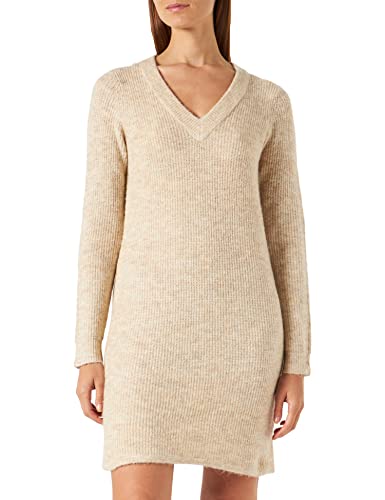 PIECES Damen Pcellen Ls V-Neck Knit Dress Noos Bc, White Pepper, L von PIECES