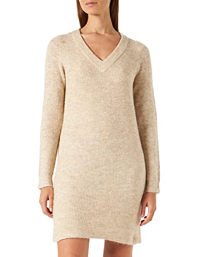PIECES Damen Pcellen Ls V-Neck Knit Dress Noos Bc, White Pepper, XL von PIECES