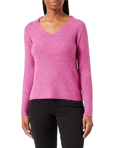 PIECES Damen Pcellen Ls V-Neck Knit Noos Bc, Radiant Orchid, XL von PIECES