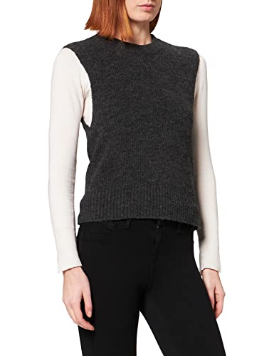 PIECES Damen Pcellen O-Neck Knit Vest Noos Bc, Dark Grey Melange, L von PIECES