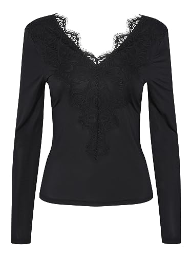 PIECES Damen Pcilu Ls Top Noos, Schwarz, S von PIECES