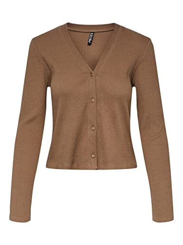 PIECES Damen Pcjeneva Ls Cardigan Noos Bc, Fossil, XL von PIECES