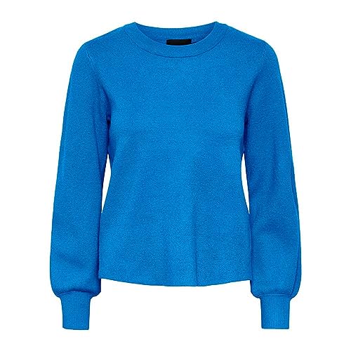 PIECES Damen Pcjenna Ls O-Neck Knit Noos Bc, French Blue, S von PIECES