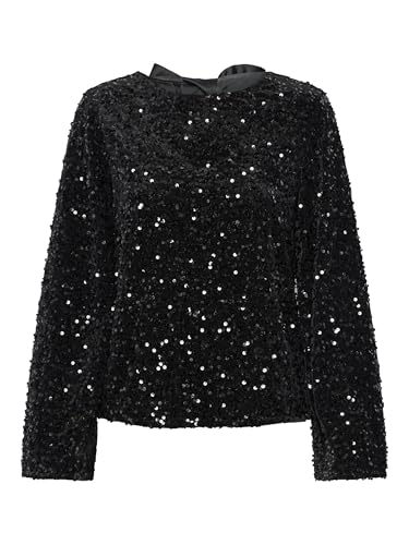 PIECES Female Oberteil mit Langen Ärmeln PCKAM Pailletten Schleifen, Black/Detail:black Sequins ,S PIECES Female Oberteil mit Langen Ärmeln PCKAM Pailletten Schleifen, Black/Detail:black Sequins ,S von PIECES