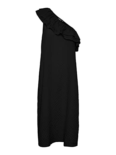 PIECES Damen Pclara One Shoulder Midi Dress Bc, Schwarz, M von PIECES