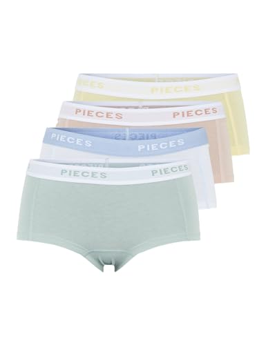 PIECES Damen Pclogo Lady 4 Pack Solid Noos Bc, Jadeite/Detail:4 Pack W Jade Ghaz Misr Bwhi, XS von PIECES