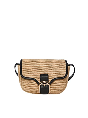 PIECES Damen Pcluna Straw Cross Body, Nature/Detail:black, keine Angabe von PIECES