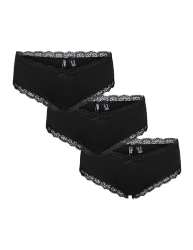 PIECES Damen Pcnola Low Cut Hipster 3-Pack Noos 17108468,Black/Pack:3-Pack,M von PIECES