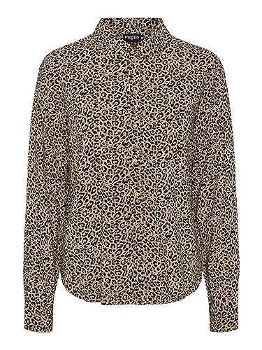 Pieces Damen Pcnova Ls Shirt Noos Bc Bluse, Silver Mink/AOP:Leo,L von PIECES