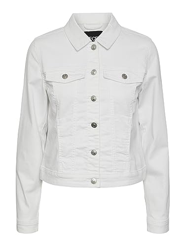 PIECES Damen Pcoia Ls DNM Jacket Bwhi Noos Bc, Bright White,M von PIECES