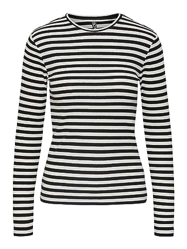 PIECES Damen T-Shirt,Cloud Dancer/Stripes:Black,XL PIECES Damen T-Shirt,Cloud Dancer/Stripes:Black,XL von PIECES