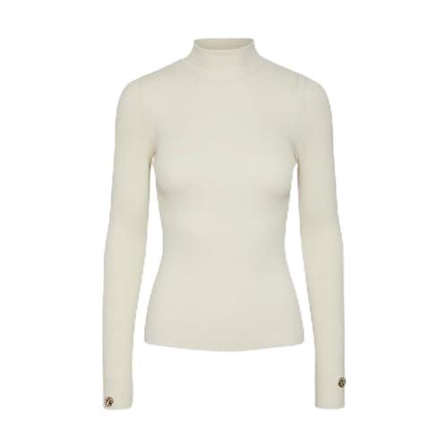 PIECES Damen PCSEES LS ROLL Neck Knit PA BC Pullover, Birch ,L PIECES Damen PCSEES LS ROLL Neck Knit PA BC Pullover, Birch ,L von PIECES