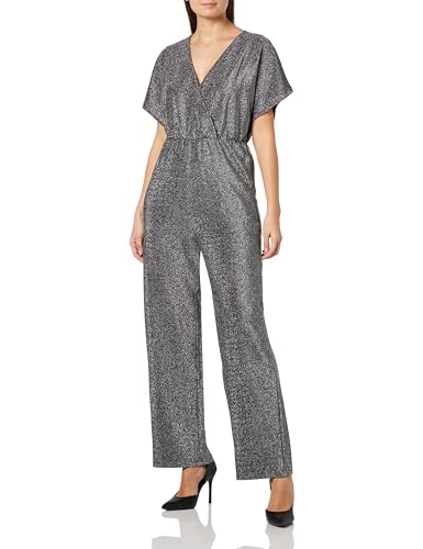 PIECES Damen Pcserina Ss Wrap Bc Jumpsuit, Black/Detail:silver Glitter ,XL von PIECES