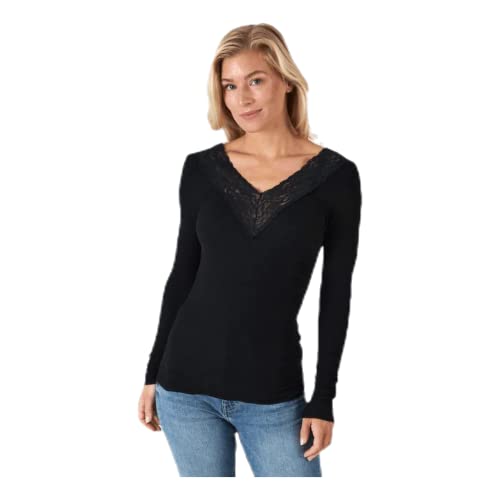 PIECES Damen Pcsiri Ls Top Noos, Schwarz, M von PIECES