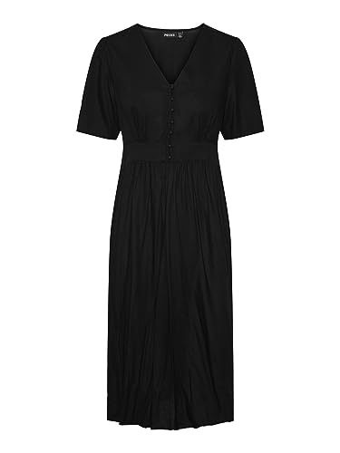 PIECES Damen Pctala Ss Midi Dress Noos Bc, Schwarz,S von PIECES
