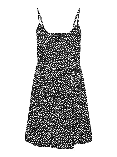 PIECES Damen Pctala Slip Dress Noos Bc, Black/AOP:dot, S von PIECES