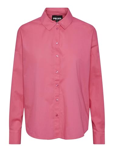 PIECES Damen Pctanne Ls Loose Shirt Noos Bc, Hot Pink, M von PIECES