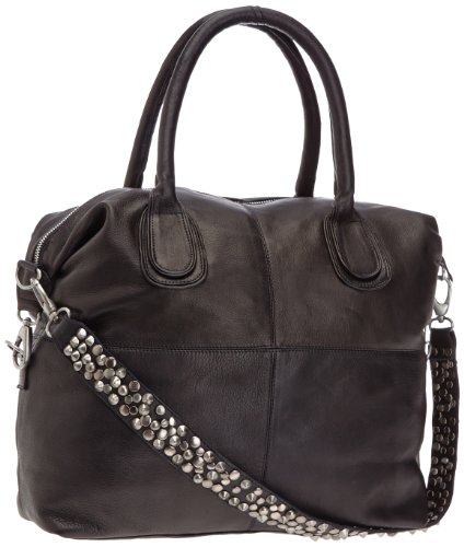 PIECES ANNELI Leather Bag 17047579, Damen Henkeltaschen, Schwarz (Black.), 48x37x18 cm (B x H x T) von PIECES